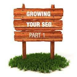 sign that says growing your seo on a patch of green grass