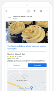 example of nanaimo bakery google ad